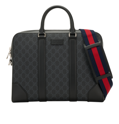 GG Supreme Briefcase, &pound;750, Handbags, Black, Canvas/Leather, Front view